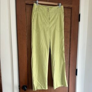 Maeve Wide Leg Chartreuse Pants